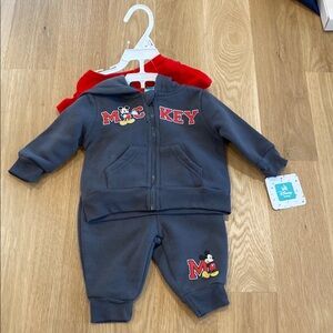 Gray and Red Mickey Mouse Baby Outfit